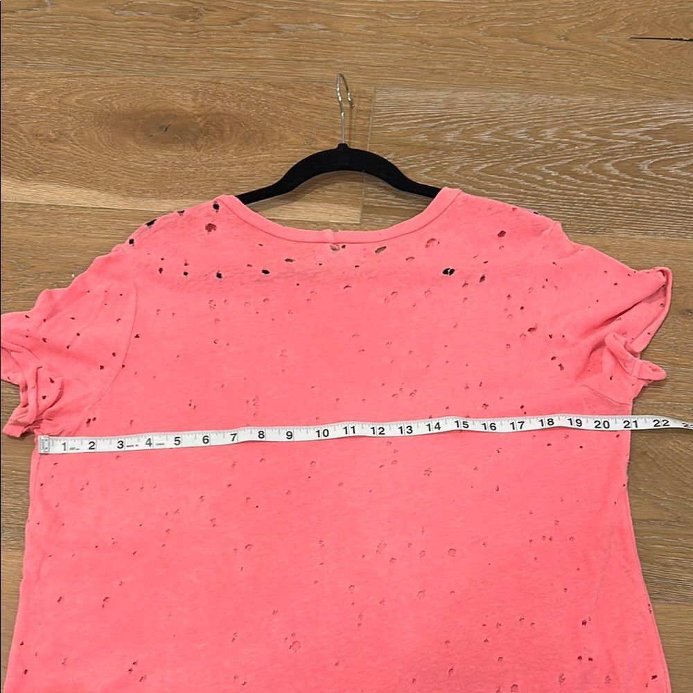 Michael Lauren Hot Pink Distressed Short Sleeve Tee - Picture 9 of 11